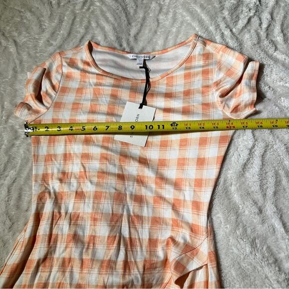 41 Hawthorn Size S Peach White Plaid Knit Pencil Dress NWT Stretch Summer Career - Picture 8 of 13